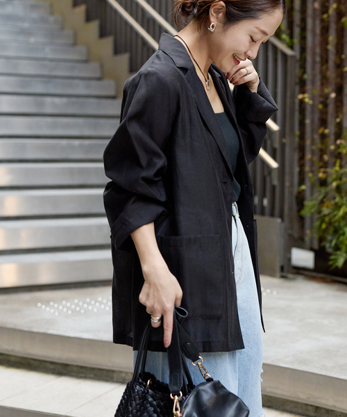 JOURNAL STANDARD(ジャーナルスタンダード)の「《追加2》ライトラフクロスジャケット(テーラードジャケット・レディース・ブラック/ブラウン・FREE)」の7枚目の写真