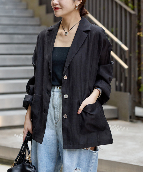 JOURNAL STANDARD(ジャーナルスタンダード)の「《追加2》ライトラフクロスジャケット(テーラードジャケット・レディース・ブラック/ブラウン・FREE)」の8枚目の写真