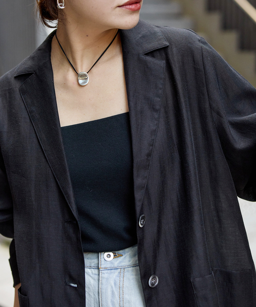 JOURNAL STANDARD(ジャーナルスタンダード)の「《追加2》ライトラフクロスジャケット(テーラードジャケット・レディース・ブラック/ブラウン・FREE)」の9枚目の写真