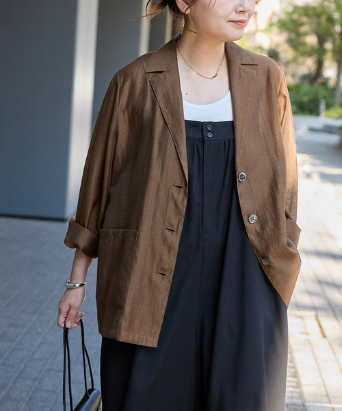 JOURNAL STANDARD(ジャーナルスタンダード)の「《追加2》ライトラフクロスジャケット(テーラードジャケット・レディース・ブラック/ブラウン・FREE)」の12枚目の写真