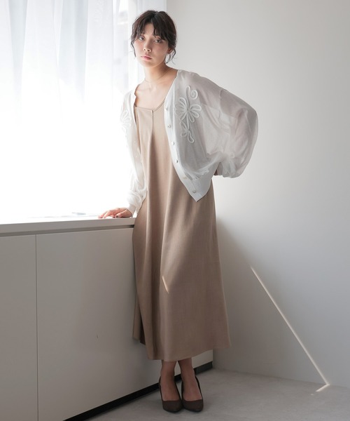 SOTT（ソット）の「Sheer Embroidery Cardigan／シアー刺繍カーディガン（カーディガン/ボレロ・レディース・ホワイト/ブラック・FREE）」の18枚目の写真