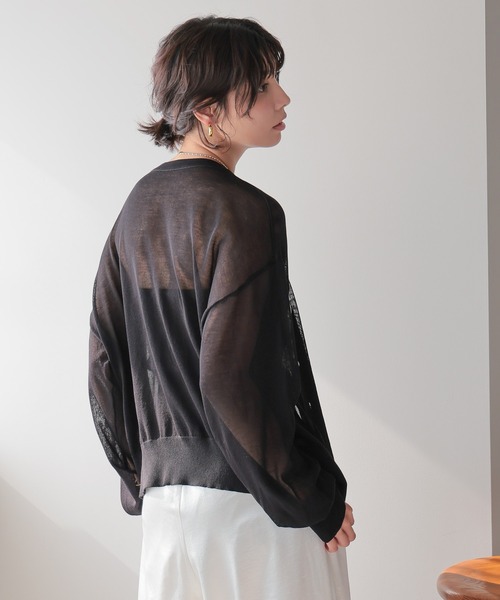 SOTT（ソット）の「Sheer Embroidery Cardigan／シアー刺繍カーディガン（カーディガン/ボレロ・レディース・ホワイト/ブラック・FREE）」の5枚目の写真