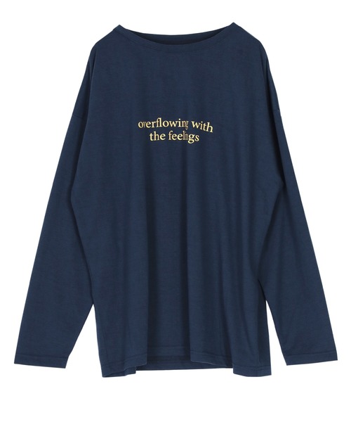 titivate(ティティベイト)の「文字プリントシアーロングTシャツ(Tシャツ/カットソー・レディース・チャコール/ネイビー/ブルー/オフホワイト/ブラック・M/L)」の9枚目の写真