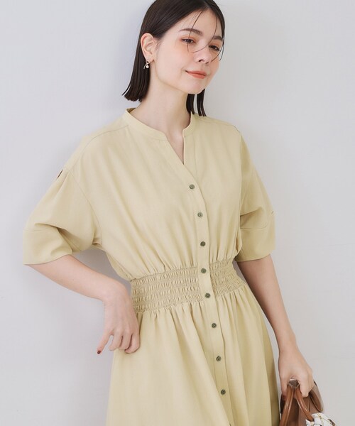 OPAQUE.CLIP（オペークドットクリップ）の「リネンライクスキッパーフィット＆フレアワンピース【洗濯機洗い可】（ワンピース・レディース・ライトベージュ/ダークブラウン/ブルー系その他/ネイビー・36/38/40/42）」の5枚目の写真