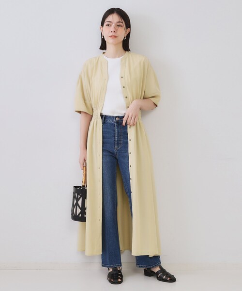 OPAQUE.CLIP（オペークドットクリップ）の「リネンライクスキッパーフィット＆フレアワンピース【洗濯機洗い可】（ワンピース・レディース・ライトベージュ/ダークブラウン/ブルー系その他/ネイビー・36/38/40/42）」の7枚目の写真