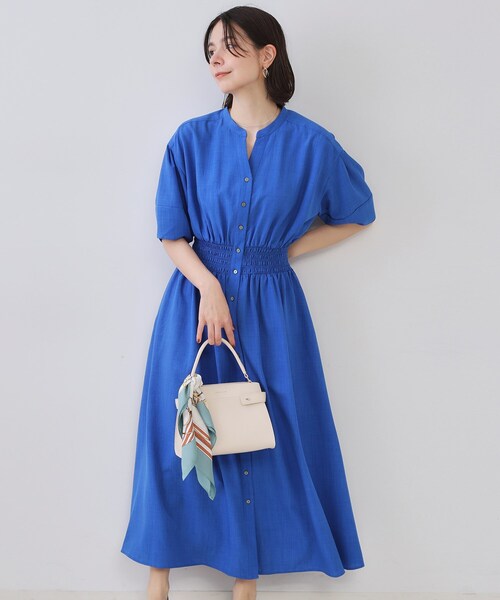 OPAQUE.CLIP（オペークドットクリップ）の「リネンライクスキッパーフィット＆フレアワンピース【洗濯機洗い可】（ワンピース・レディース・ライトベージュ/ダークブラウン/ブルー系その他/ネイビー・36/38/40/42）」の10枚目の写真