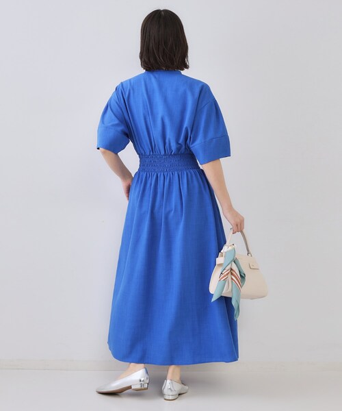 OPAQUE.CLIP（オペークドットクリップ）の「リネンライクスキッパーフィット＆フレアワンピース【洗濯機洗い可】（ワンピース・レディース・ライトベージュ/ダークブラウン/ブルー系その他/ネイビー・36/38/40/42）」の11枚目の写真