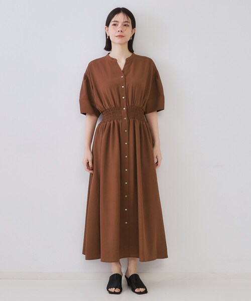 OPAQUE.CLIP（オペークドットクリップ）の「リネンライクスキッパーフィット＆フレアワンピース【洗濯機洗い可】（ワンピース・レディース・ライトベージュ/ダークブラウン/ブルー系その他/ネイビー・36/38/40/42）」の21枚目の写真