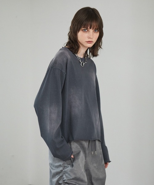 Spielio(シュピーリオ)の「【Spielio】Vintage-inspired cropped Tee/ ヴィンテージライク クロップドTシャツ(ロンT)(Tシャツ/カットソー・メンズ・ブラック/ホワイト/ダークブルー・S/M/L)」の12枚目の写真