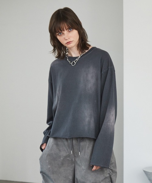 Spielio(シュピーリオ)の「【Spielio】Vintage-inspired cropped Tee/ ヴィンテージライク クロップドTシャツ(ロンT)(Tシャツ/カットソー・メンズ・ブラック/ホワイト/ダークブルー・S/M/L)」の14枚目の写真