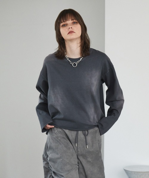 Spielio(シュピーリオ)の「【Spielio】Vintage-inspired cropped Tee/ ヴィンテージライク クロップドTシャツ(ロンT)(Tシャツ/カットソー・メンズ・ブラック/ホワイト/ダークブルー・S/M/L)」の17枚目の写真