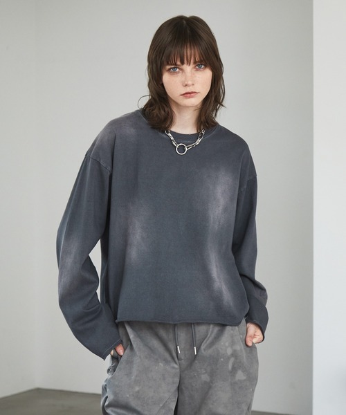 Spielio(シュピーリオ)の「【Spielio】Vintage-inspired cropped Tee/ ヴィンテージライク クロップドTシャツ(ロンT)(Tシャツ/カットソー・メンズ・ブラック/ホワイト/ダークブルー・S/M/L)」の13枚目の写真