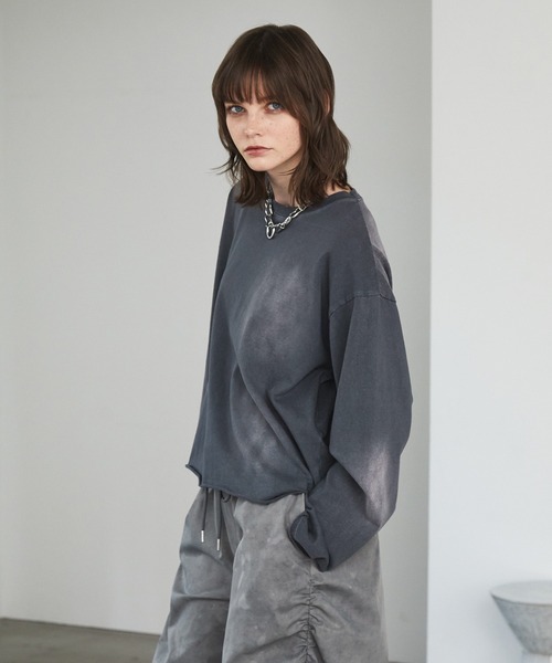 Spielio(シュピーリオ)の「【Spielio】Vintage-inspired cropped Tee/ ヴィンテージライク クロップドTシャツ(ロンT)(Tシャツ/カットソー・メンズ・ブラック/ホワイト/ダークブルー・S/M/L)」の21枚目の写真