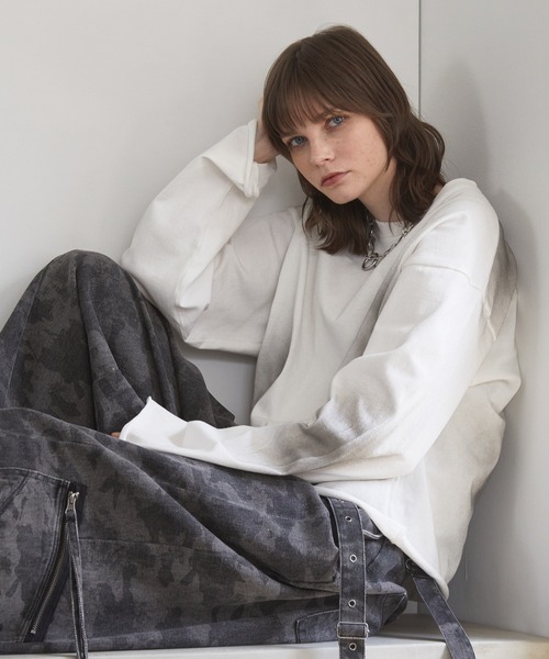 Spielio(シュピーリオ)の「【Spielio】Vintage-inspired cropped Tee/ ヴィンテージライク クロップドTシャツ(ロンT)(Tシャツ/カットソー・メンズ・ブラック/ホワイト/ダークブルー・S/M/L)」の9枚目の写真