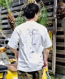 【SUNNY SMITH】ウルトラヘビーオンスヤシの木柄両面刺Tシャツ