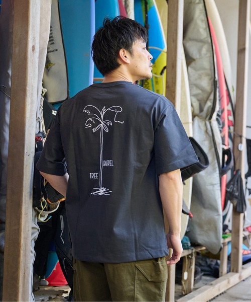 Sunny Smith(サニースミス)の「【SUNNY SMITH】ウルトラヘビーオンスヤシの木柄両面刺Tシャツ(Tシャツ/カットソー・メンズ・オフホワイト/チャコール/アッシュグレー・SMALL/MEDIUM/LARGE)」の3枚目の写真