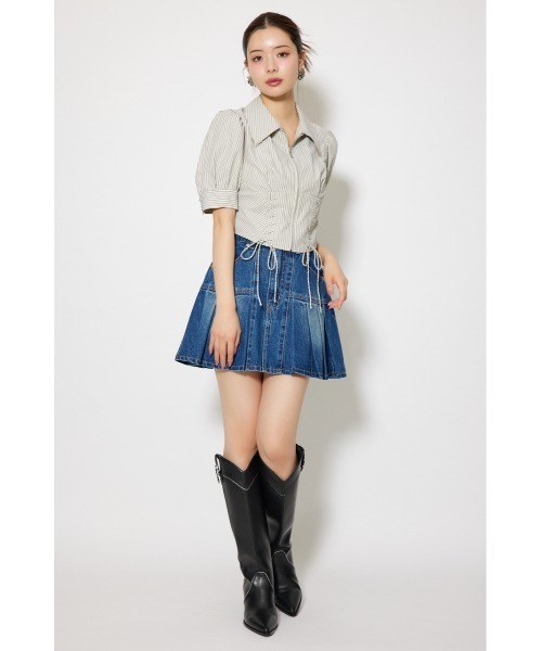 rienda(リエンダ)の「コンパクトレースアップブラウス 夏服 半袖 秋服(シャツ/ブラウス・レディース・グレー系その他/ベージュ系その他/ホワイト・MEDIUM/SMALL)」の14枚目の写真