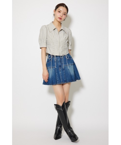 rienda(リエンダ)の「コンパクトレースアップブラウス 夏服 半袖 秋服(シャツ/ブラウス・レディース・グレー系その他/ベージュ系その他/ホワイト・MEDIUM/SMALL)」の15枚目の写真
