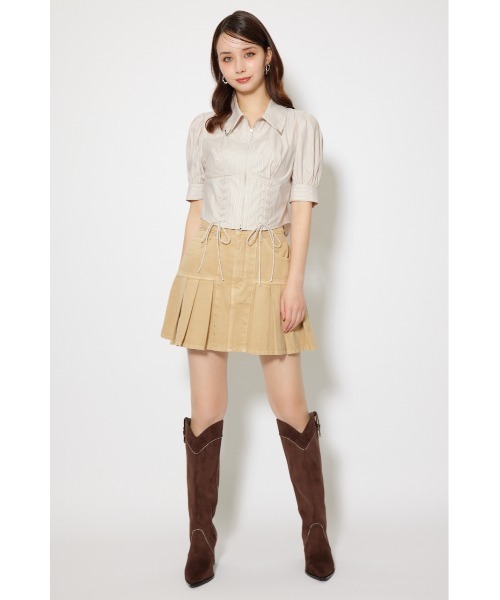 rienda(リエンダ)の「コンパクトレースアップブラウス 夏服 半袖 秋服(シャツ/ブラウス・レディース・グレー系その他/ベージュ系その他/ホワイト・MEDIUM/SMALL)」の22枚目の写真