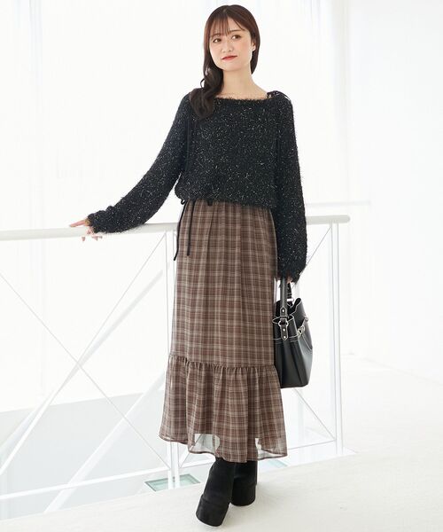 MAJESTIC LEGON(マジェスティックレゴン)の「バイカラーリボンキャミワンピース(ワンピース・レディース・ブラック/ホワイト系その他2/ブラウン系その他2/ブラック系その他・SMALL/MEDIUM)」の4枚目の写真