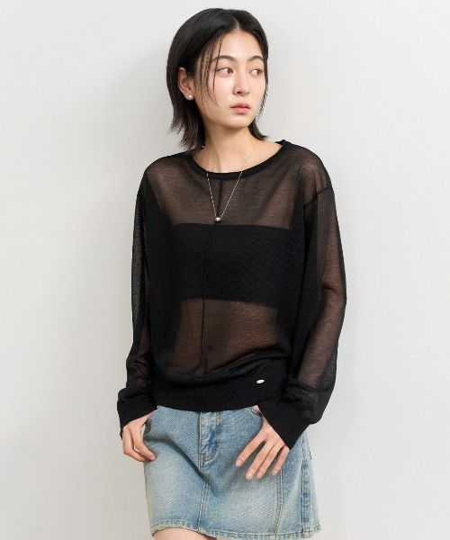 GENERAL IDEA(ジェネラルアイデア)の「GENERAL IDEA/ジェネラルアイディア sheer loose fit pullover プルオーバー(Tシャツ/カットソー・レディース・ホワイト/グレー/ブルー/ブラック・S/M/L)」の2枚目の写真