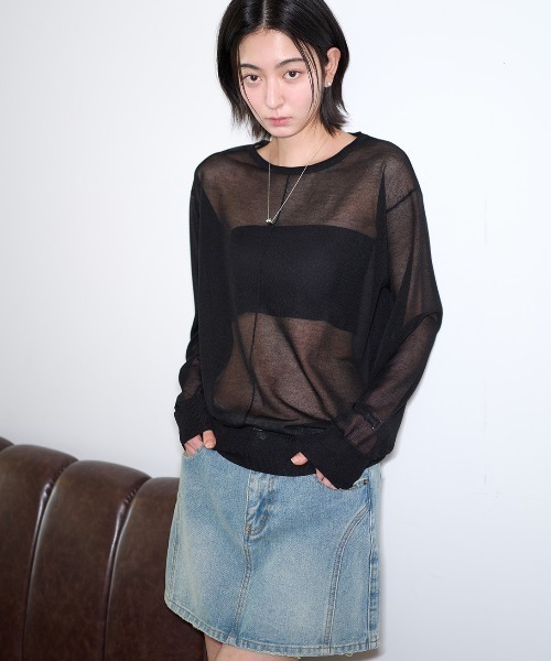 GENERAL IDEA(ジェネラルアイデア)の「GENERAL IDEA/ジェネラルアイディア sheer loose fit pullover プルオーバー(Tシャツ/カットソー・レディース・ホワイト/グレー/ブルー/ブラック・S/M/L)」の15枚目の写真