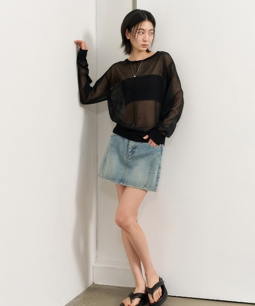 GENERAL IDEA(ジェネラルアイデア)の「GENERAL IDEA/ジェネラルアイディア sheer loose fit pullover プルオーバー(Tシャツ/カットソー・レディース・ホワイト/グレー/ブルー/ブラック・S/M/L)」の18枚目の写真