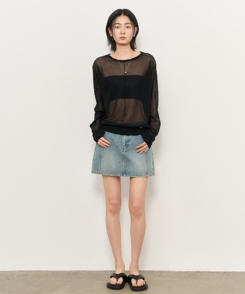 GENERAL IDEA(ジェネラルアイデア)の「GENERAL IDEA/ジェネラルアイディア sheer loose fit pullover プルオーバー(Tシャツ/カットソー・レディース・ホワイト/グレー/ブルー/ブラック・S/M/L)」の21枚目の写真