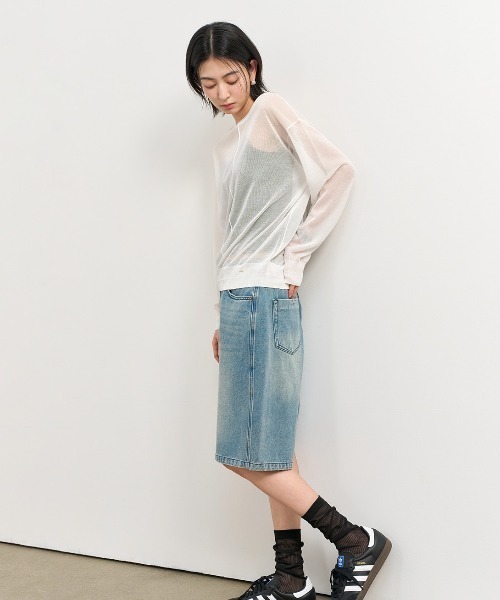 GENERAL IDEA(ジェネラルアイデア)の「GENERAL IDEA/ジェネラルアイディア sheer loose fit pullover プルオーバー(Tシャツ/カットソー・レディース・ホワイト/グレー/ブルー/ブラック・S/M/L)」の12枚目の写真