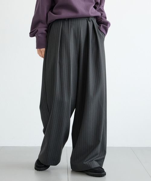 BARNYARDSTORM（バンヤードストーム）の「BARNYARDSTORM / マニッシュワイドパンツ / セットアップ対応【ハンドウォッシャブル】【「BABALOG」チャンネルご紹介アイテム】（スラックス・レディース・チャコール/ブラック・S/M）」の6枚目の写真