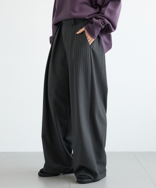 BARNYARDSTORM（バンヤードストーム）の「BARNYARDSTORM / マニッシュワイドパンツ / セットアップ対応【ハンドウォッシャブル】【「BABALOG」チャンネルご紹介アイテム】（スラックス・レディース・チャコール/ブラック・S/M）」の8枚目の写真