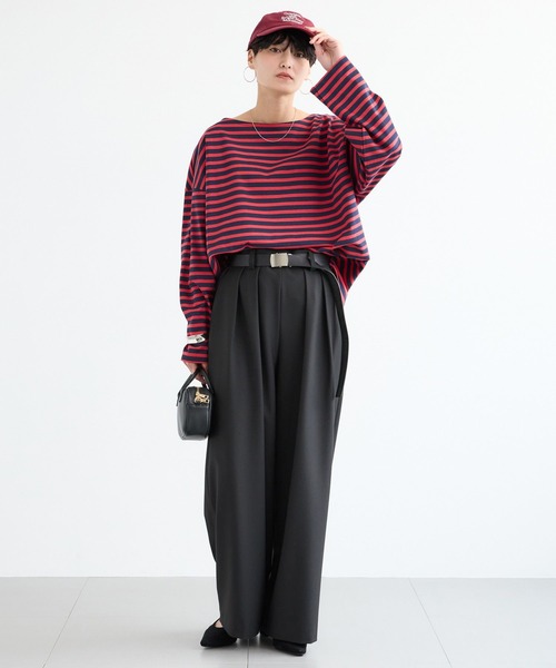 BARNYARDSTORM（バンヤードストーム）の「BARNYARDSTORM / マニッシュワイドパンツ / セットアップ対応【ハンドウォッシャブル】【「BABALOG」チャンネルご紹介アイテム】（スラックス・レディース・チャコール/ブラック・S/M）」の14枚目の写真