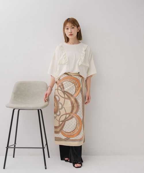 RETRO GIRL(レトロガール)の「2wayフリルラインTEE(Tシャツ/カットソー・レディース・ナチュラル/ブラック/ライトグレー・FREE)」の12枚目の写真