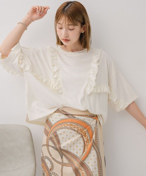 RETRO GIRL(レトロガール)の「2wayフリルラインTEE(Tシャツ/カットソー・レディース・ナチュラル/ブラック/ライトグレー・FREE)」の16枚目の写真