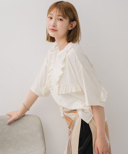 RETRO GIRL(レトロガール)の「2wayフリルラインTEE(Tシャツ/カットソー・レディース・ナチュラル/ブラック/ライトグレー・FREE)」の19枚目の写真