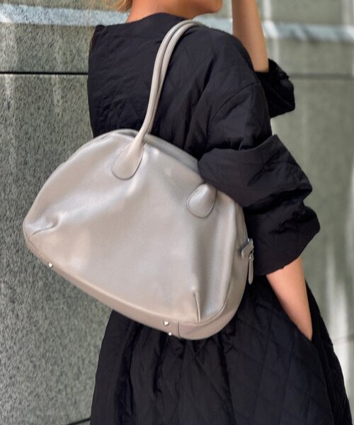 BEARDSLEYビアズリー　ラウンドボストンバッグ　グレー ラウンドミニボストンにひとまわり大きい新しい形が仲間入り