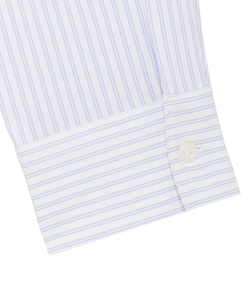 TOKYO SHIRTS（トウキョウシャツ）の「【吸水速乾】【COFREX】前立ミニフリルブラウス 長袖 レディースデザインシャツ（シャツ/ブラウス・レディース・ブルー・S/M/L/LL/XL）」の4枚目の写真