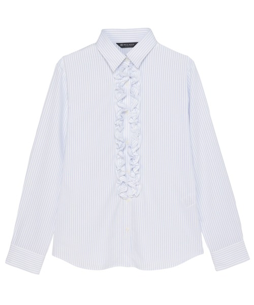 TOKYO SHIRTS（トウキョウシャツ）の「【吸水速乾】【COFREX】前立ミニフリルブラウス 長袖 レディースデザインシャツ（シャツ/ブラウス・レディース・ブルー・S/M/L/LL/XL）」の8枚目の写真