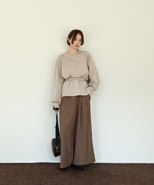 select MOCA Et（セレクトモカエト）の「【Et】ウエストリボンダンボールトップス（スウェット・レディース・ブラウン/ベージュ/ブラック・FREE）」の4枚目の写真