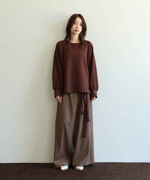 select MOCA Et（セレクトモカエト）の「【Et】ウエストリボンダンボールトップス（スウェット・レディース・ブラウン/ベージュ/ブラック・FREE）」の13枚目の写真