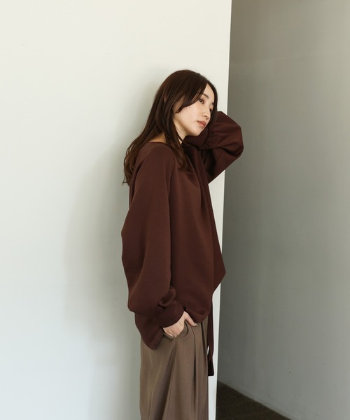 select MOCA Et（セレクトモカエト）の「【Et】ウエストリボンダンボールトップス（スウェット・レディース・ブラウン/ベージュ/ブラック・FREE）」の19枚目の写真