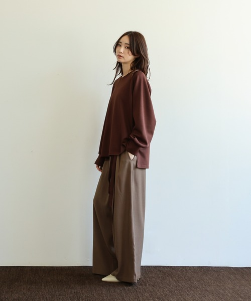 select MOCA Et（セレクトモカエト）の「【Et】ウエストリボンダンボールトップス（スウェット・レディース・ブラウン/ベージュ/ブラック・FREE）」の6枚目の写真