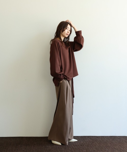 select MOCA Et（セレクトモカエト）の「【Et】ウエストリボンダンボールトップス（スウェット・レディース・ブラウン/ベージュ/ブラック・FREE）」の8枚目の写真