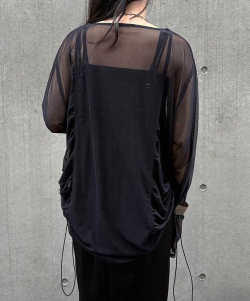 &g'aime（アンジェム）の「【&g'aime】シアーギャザーチュニック　Sheer Gathered Tunic（シャツ/ブラウス・レディース・ブラック/アイボリー/チャコールグレー・FREE）」の21枚目の写真
