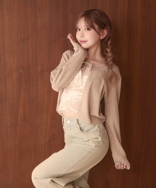 TITTY&CO.（ティティーアンドコー）の「フリルリボンカーディガン（カーディガン/ボレロ・レディース・アイボリー/ブラック/グレー/ベージュ・FREE）」の6枚目の写真