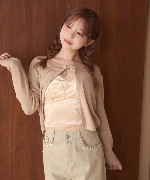 TITTY&CO.（ティティーアンドコー）の「フリルリボンカーディガン（カーディガン/ボレロ・レディース・アイボリー/ブラック/グレー/ベージュ・FREE）」の12枚目の写真