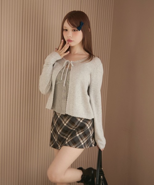 TITTY&CO.（ティティーアンドコー）の「フリルリボンカーディガン（カーディガン/ボレロ・レディース・アイボリー/ブラック/グレー/ベージュ・FREE）」の14枚目の写真