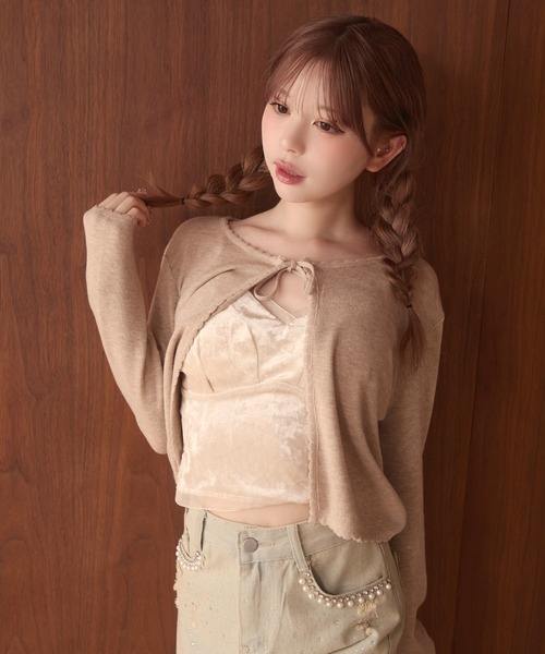 TITTY&CO.（ティティーアンドコー）の「フリルリボンカーディガン（カーディガン/ボレロ・レディース・アイボリー/ブラック/グレー/ベージュ・FREE）」の9枚目の写真