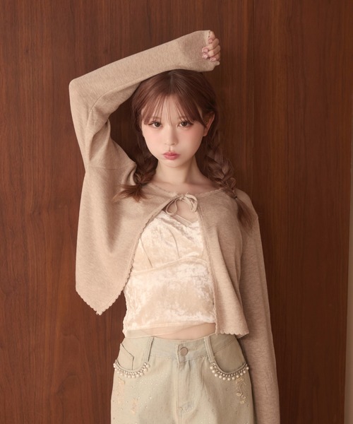 TITTY&CO.（ティティーアンドコー）の「フリルリボンカーディガン（カーディガン/ボレロ・レディース・アイボリー/ブラック/グレー/ベージュ・FREE）」の5枚目の写真