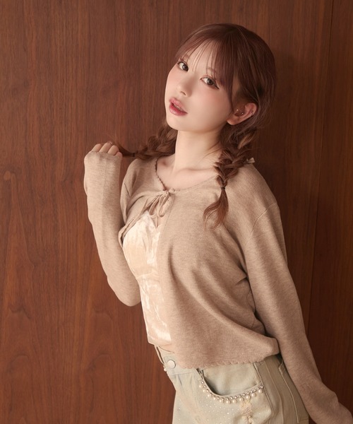 TITTY&CO.（ティティーアンドコー）の「フリルリボンカーディガン（カーディガン/ボレロ・レディース・アイボリー/ブラック/グレー/ベージュ・FREE）」の10枚目の写真